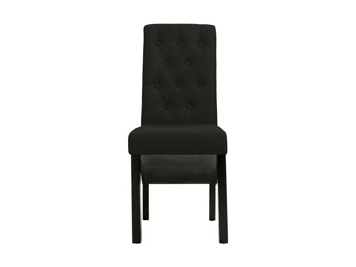 Chaise capitonnée tissu noir et pieds bois noir Neta - Lot de 2