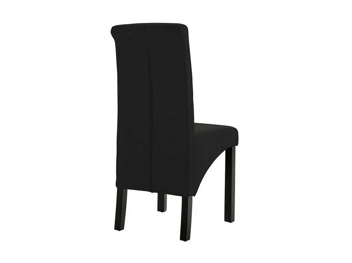 Chaise capitonnée tissu noir et pieds bois noir Neta - Lot de 2