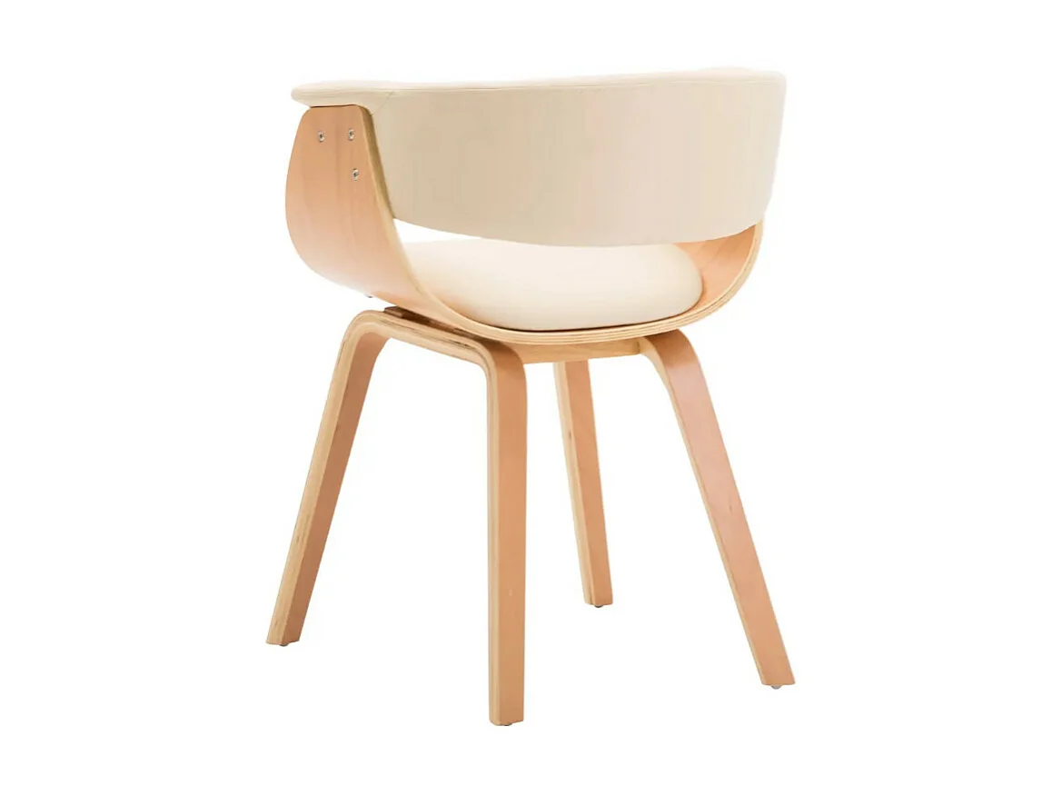 Chaise de salle à manger bois clair courbé et similicuir beige Kobaly