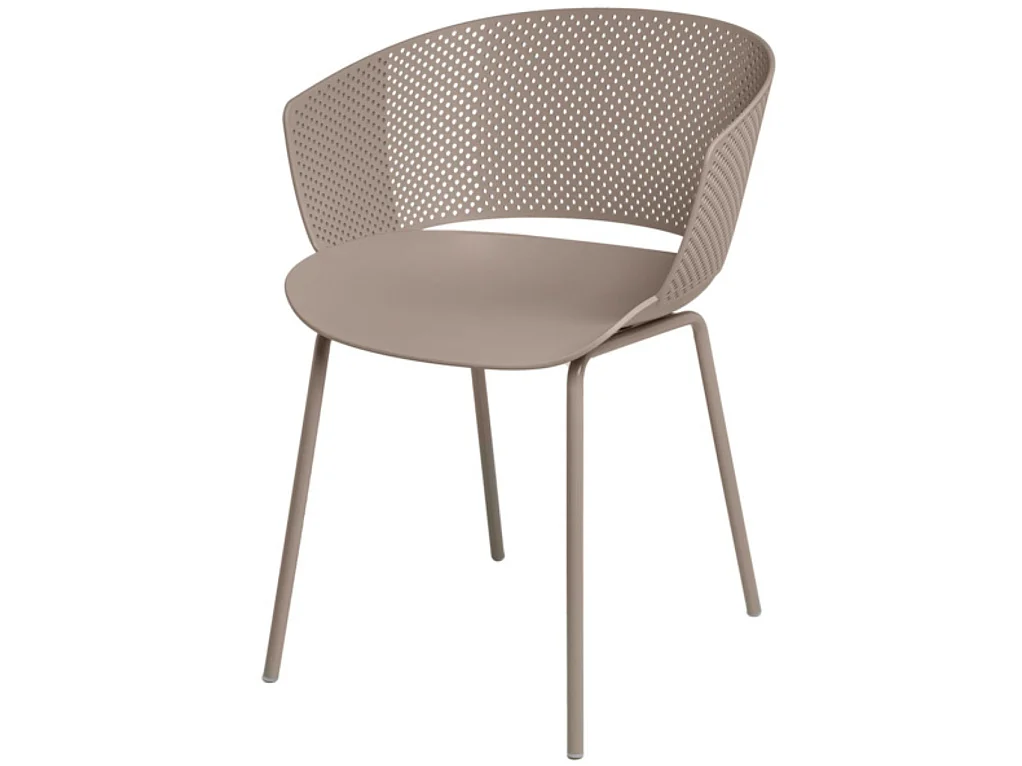 Chaise moderne avec accoudoirs en polypropylène et métal Nova-Couleur Beige