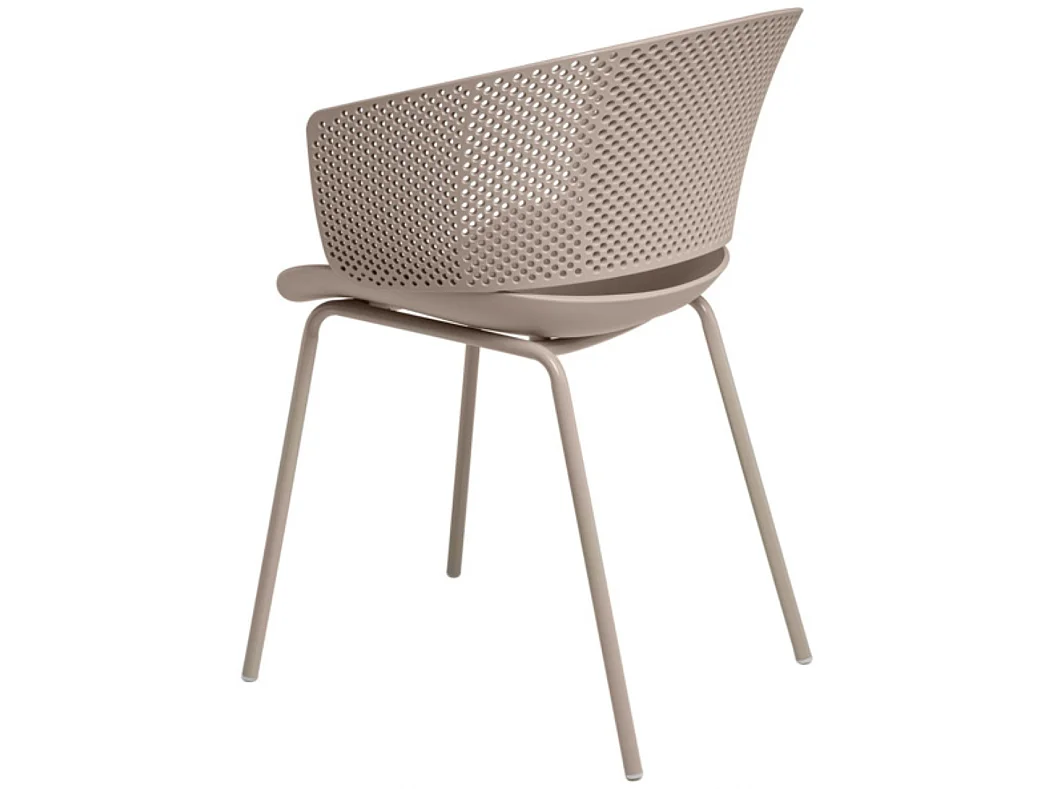 Chaise moderne avec accoudoirs en polypropylène et métal Nova-Couleur Beige