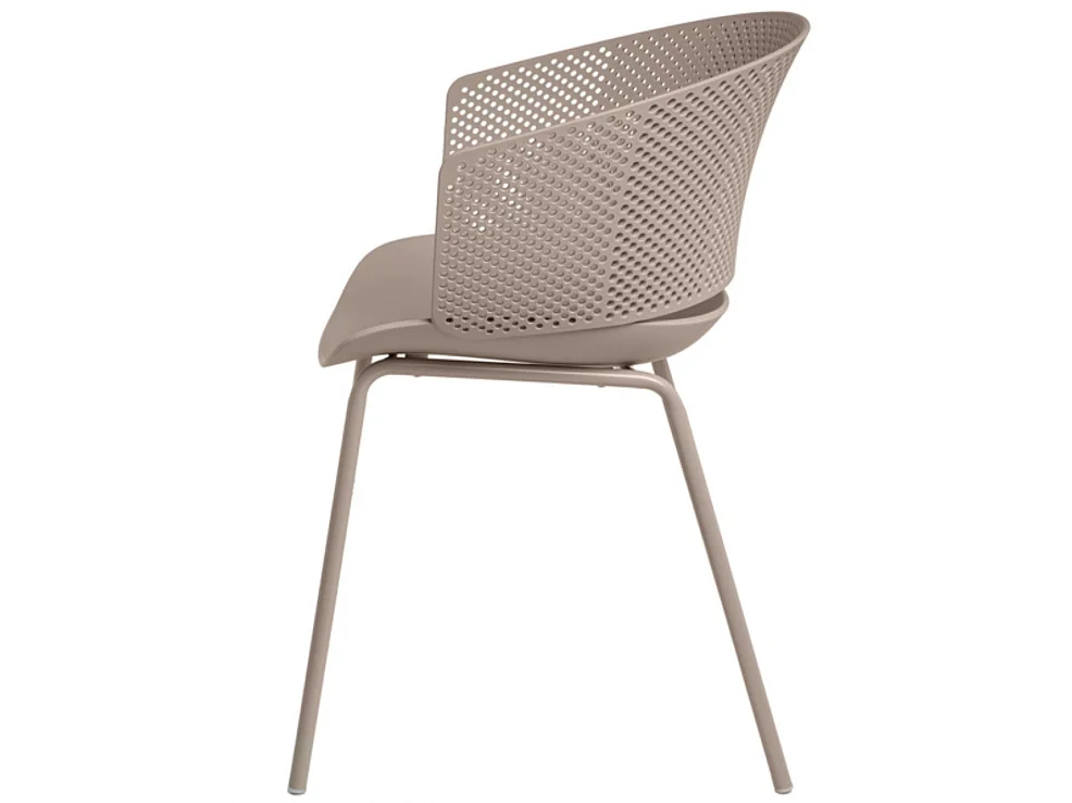 Chaise moderne avec accoudoirs en polypropylène et métal Nova-Couleur Beige