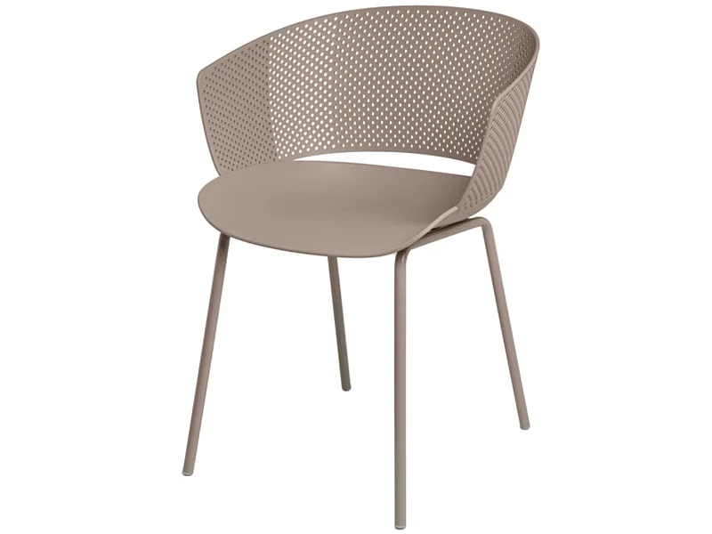 Chaise moderne avec accoudoirs en polypropylène et métal Nova-Couleur Beige