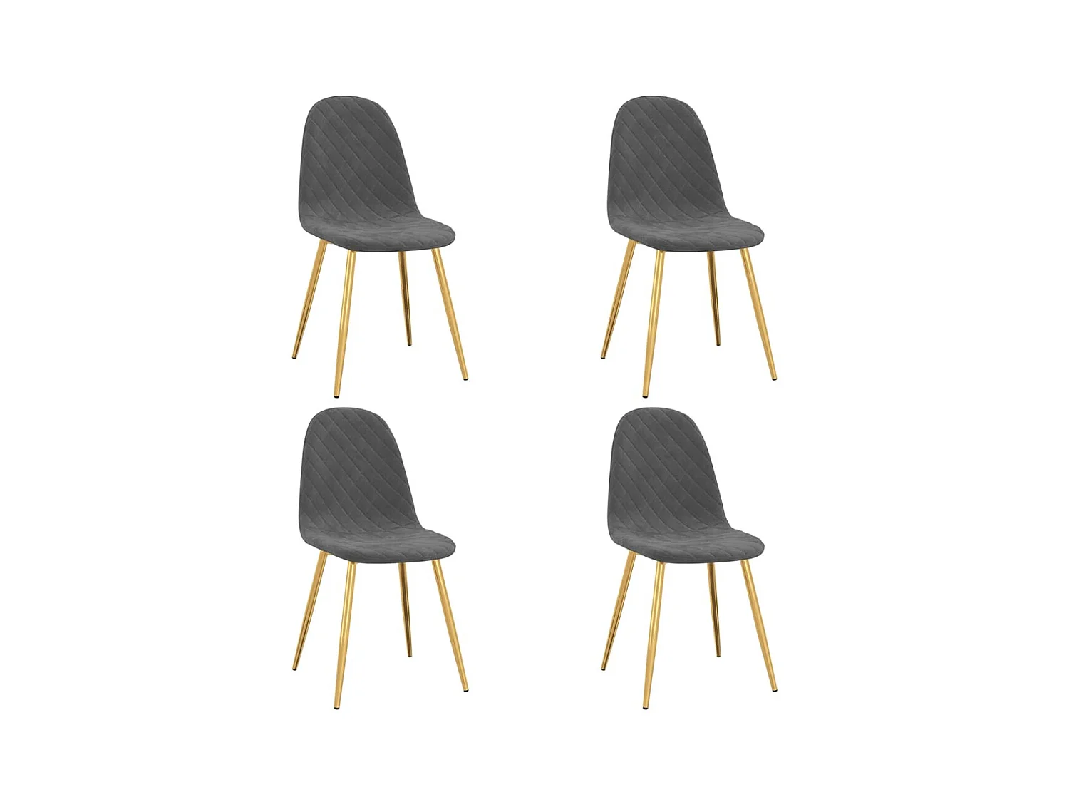 Chaise pieds métal doré et assise velours gris foncé Skyla - Lot de 4