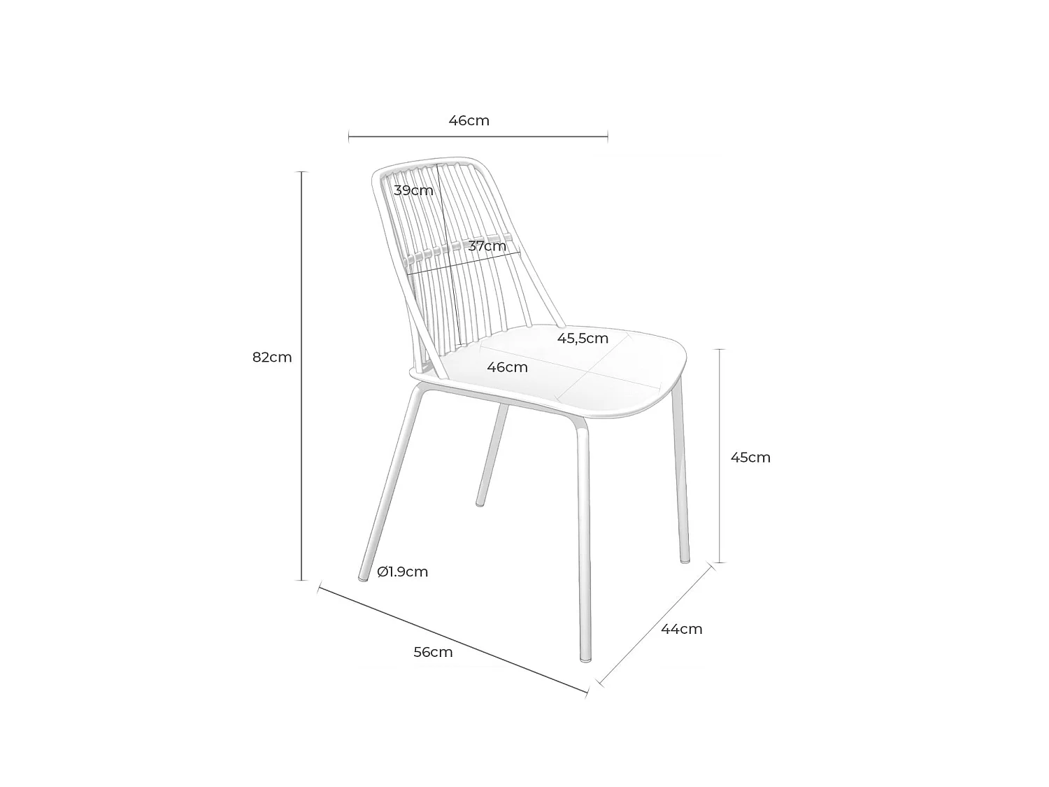 Chaise polyvalente en polypropylène Rivale-Couleur Blanc
