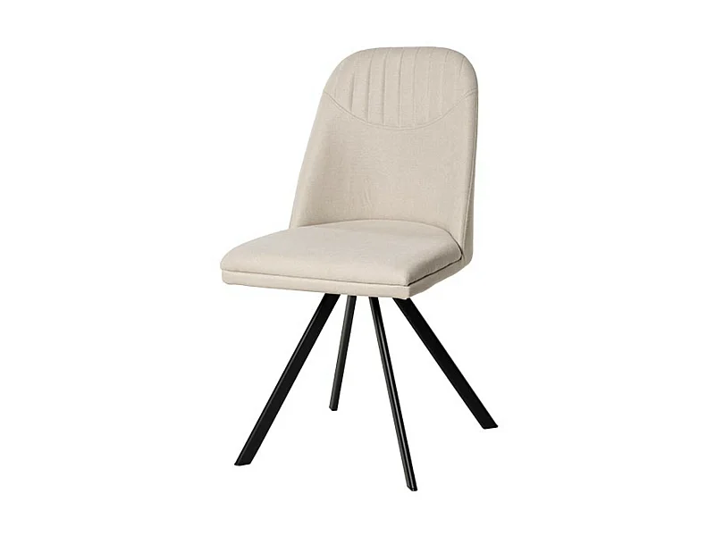 Chaise pivotante Kriza à 180º en tissu avec pieds en métal noir – Design contemporain-Couleur Beige clair