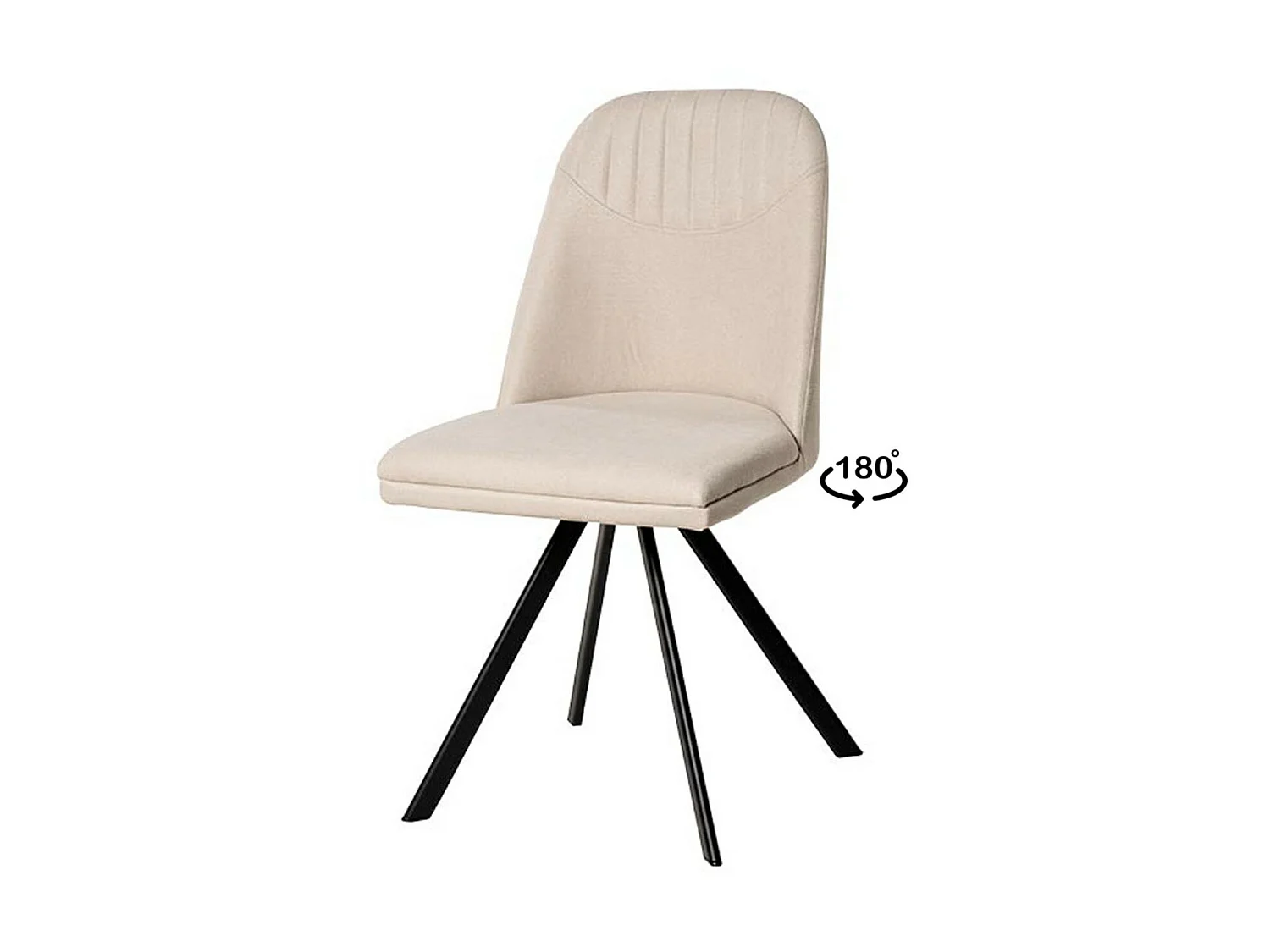 Chaise pivotante Kriza à 180º en tissu avec pieds en métal noir – Design contemporain-Couleur Beige clair