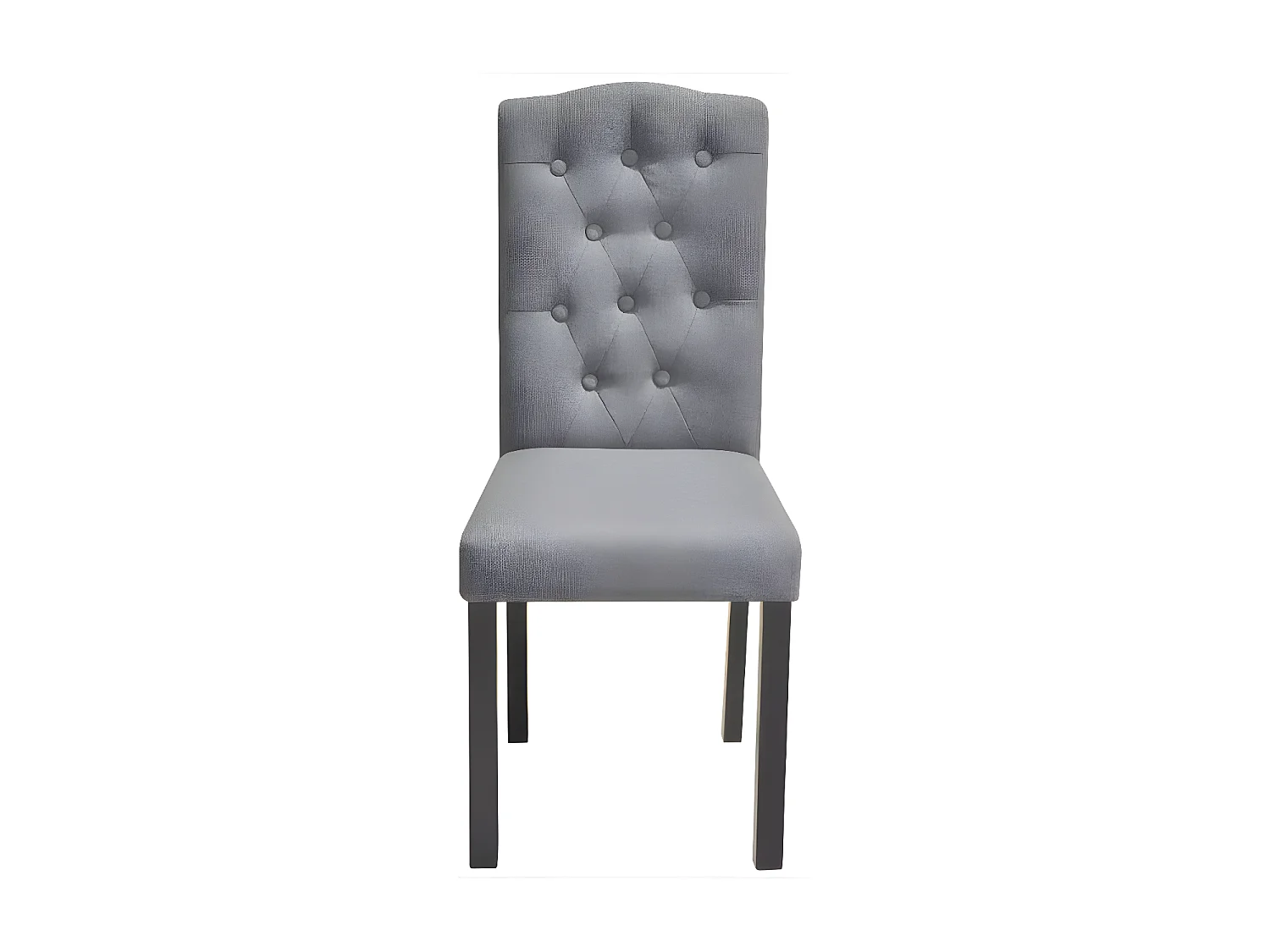 Chaise capitonnée tissu gris clair et pieds bois noir Billa - Lot de 2