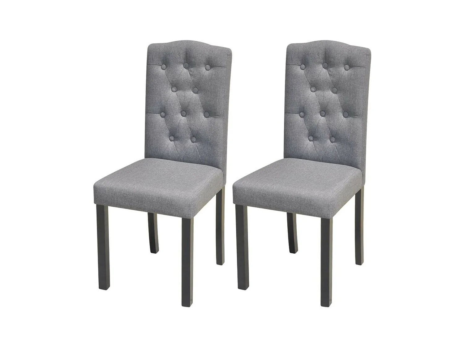 Chaise capitonnée tissu gris clair et pieds bois noir Billa - Lot de 2