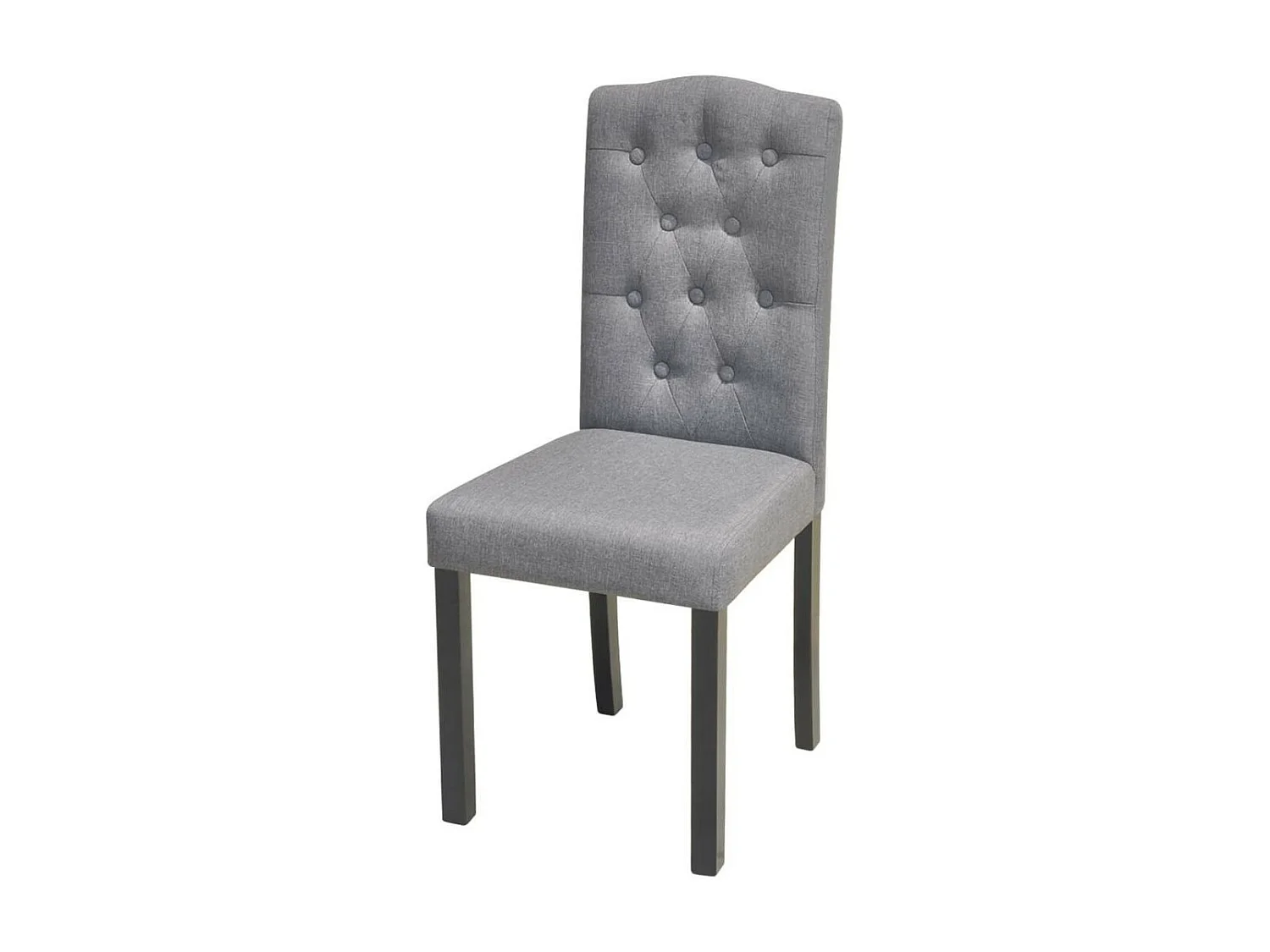 Chaise capitonnée tissu gris clair et pieds bois noir Billa - Lot de 2