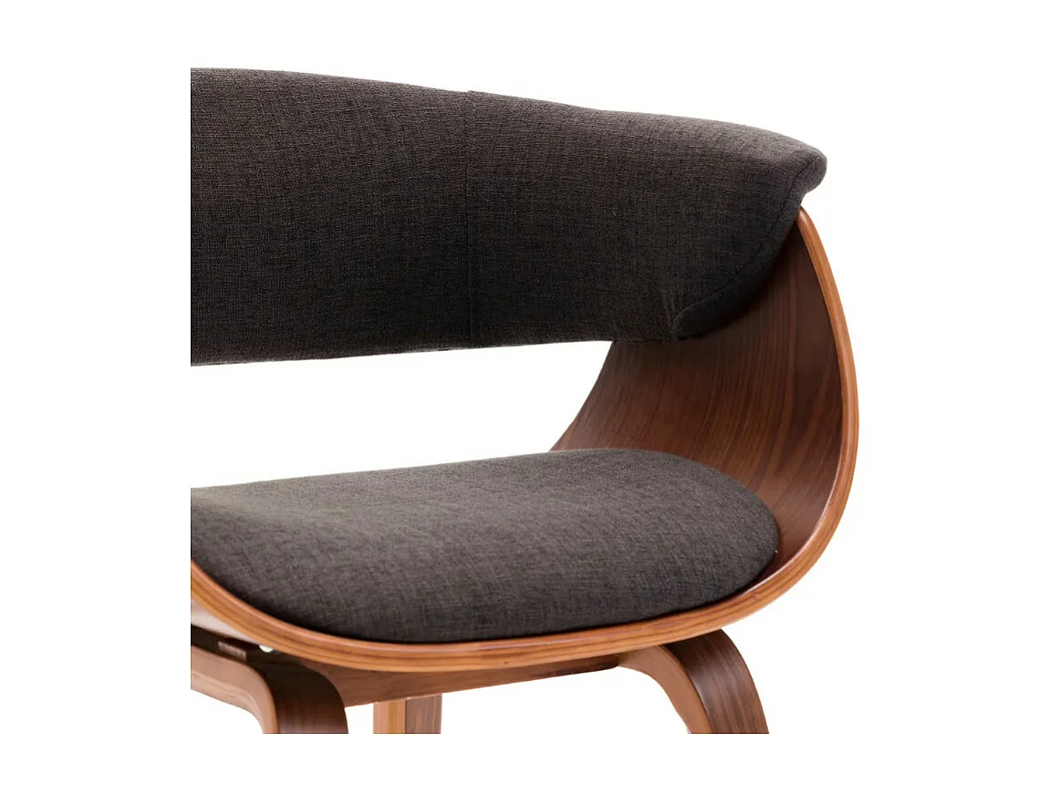 Chaise de salle à manger bois marron courbé et tissu gris Kobaly