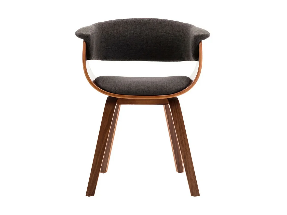 Chaise de salle à manger bois marron courbé et tissu gris Kobaly