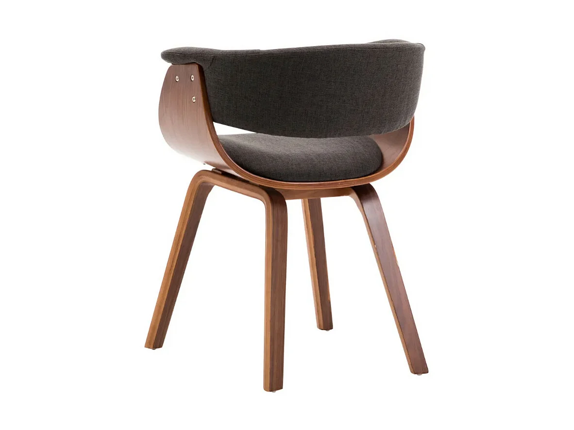 Chaise de salle à manger bois marron courbé et tissu gris Kobaly