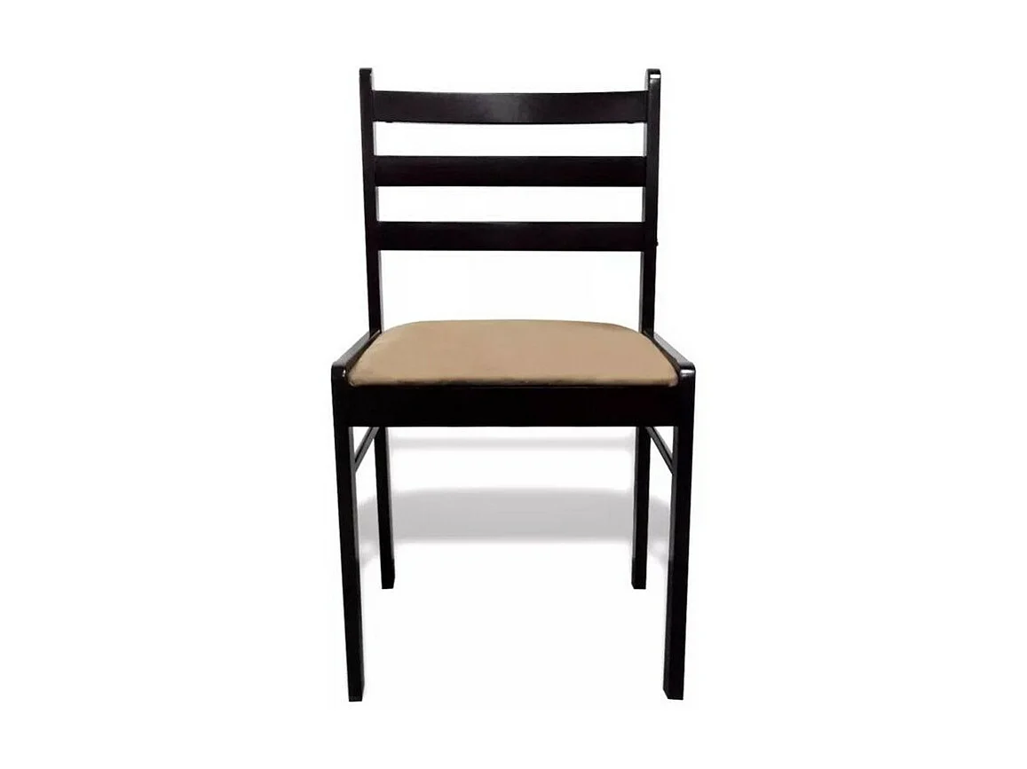 Chaise hévéa massif marron et assise tissu Yano - Lot de 2