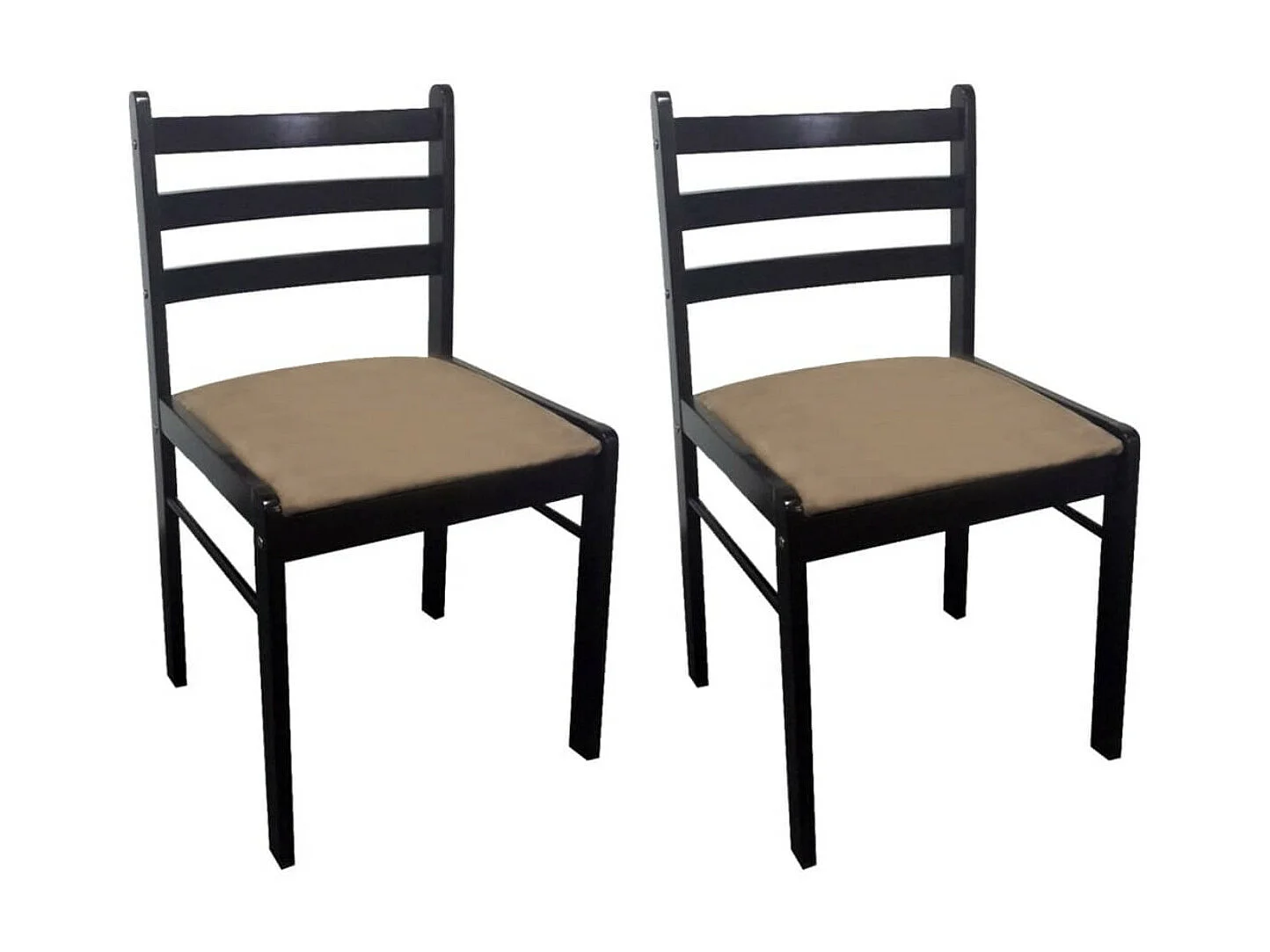 Chaise hévéa massif marron et assise tissu Yano - Lot de 2