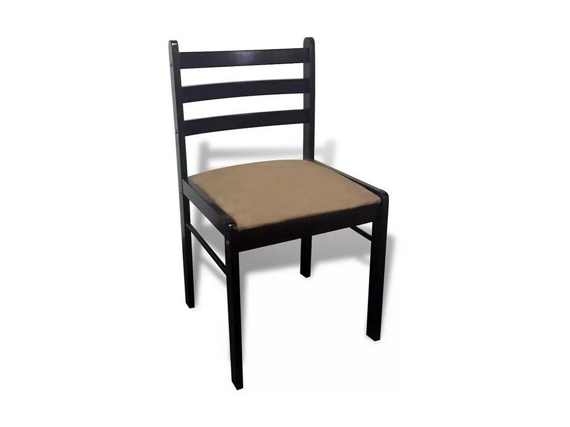 Chaise hévéa massif marron et assise tissu Yano - Lot de 2