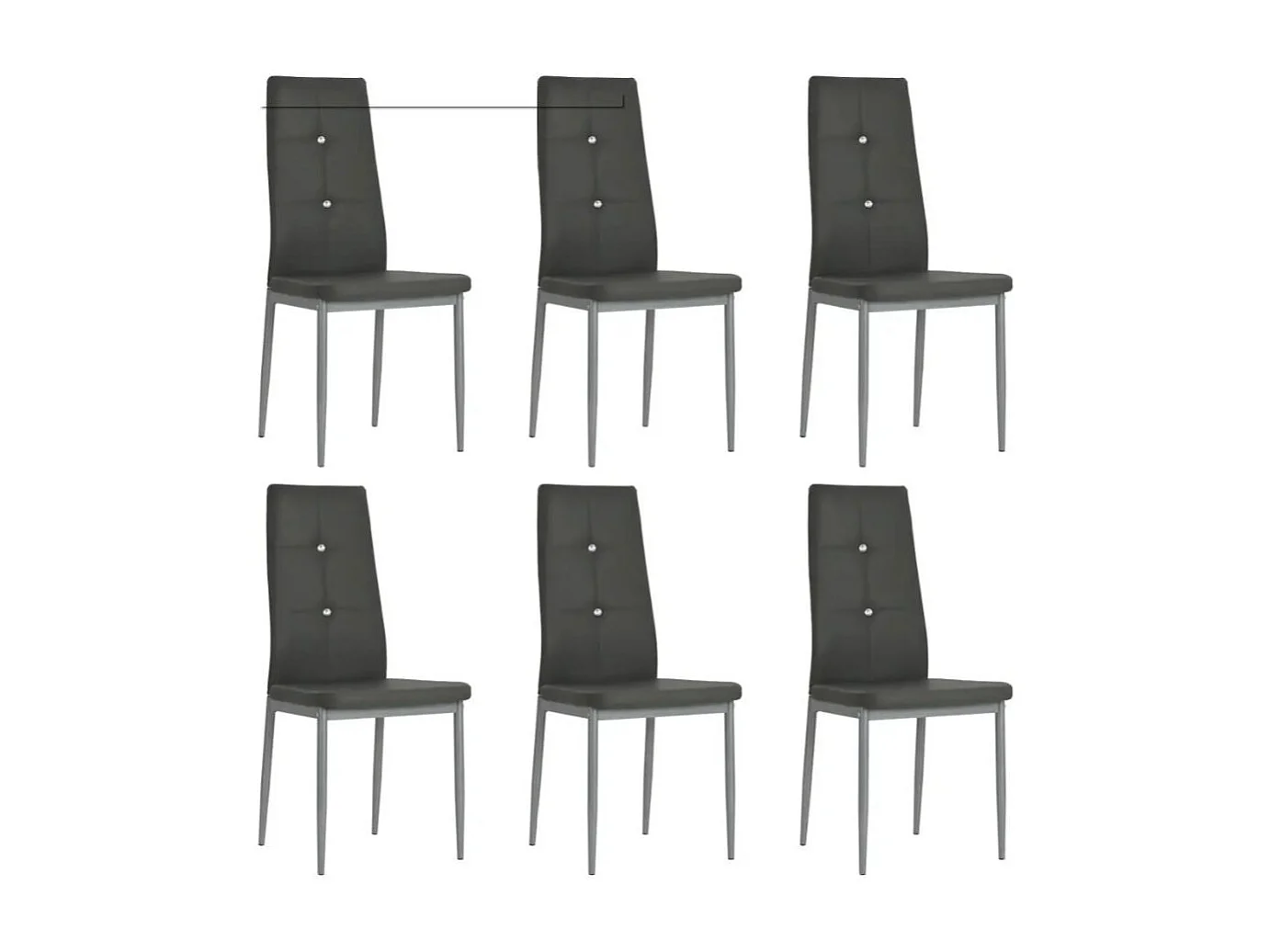 Chaise à manger similicuir gris et pieds métal noir Mikarel - Lot de 6