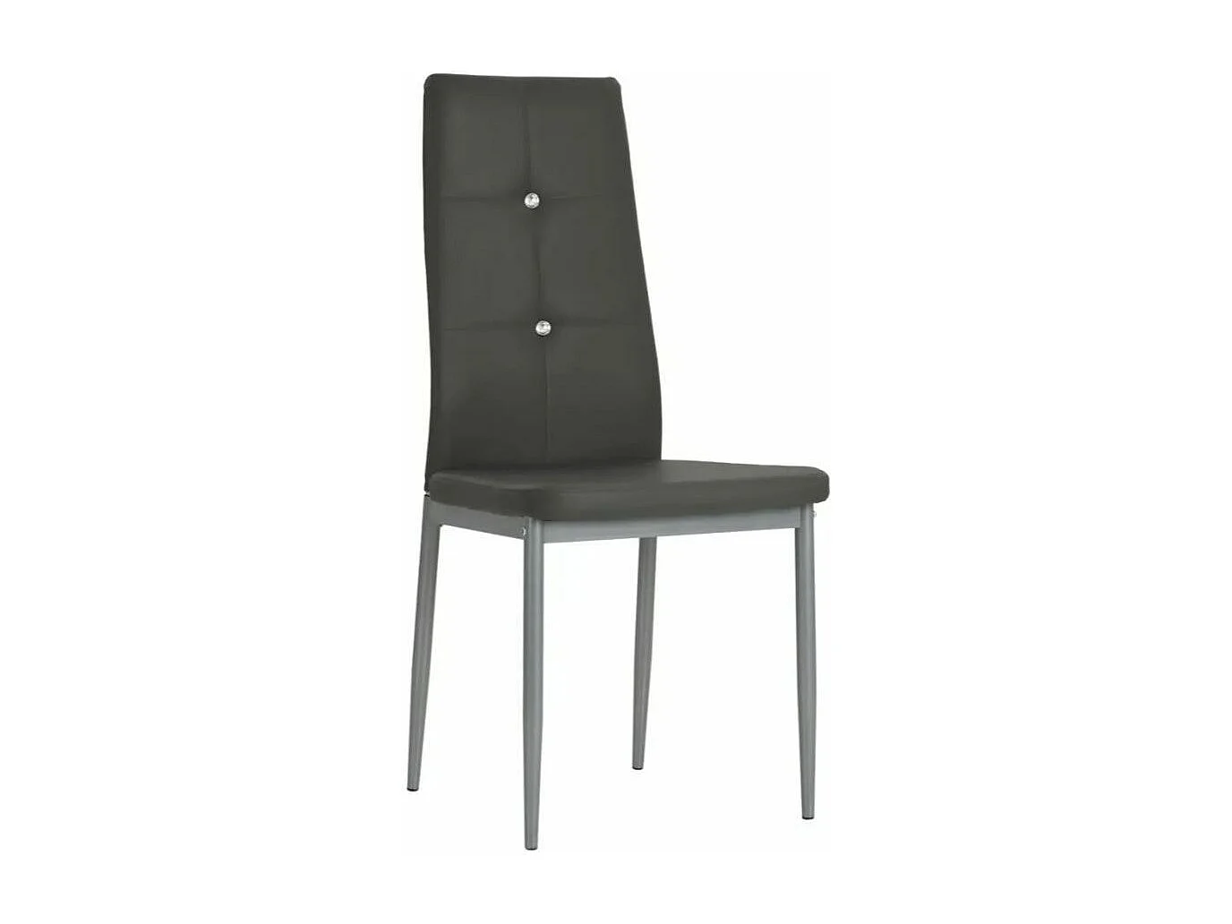 Chaise à manger similicuir gris et pieds métal noir Mikarel - Lot de 6