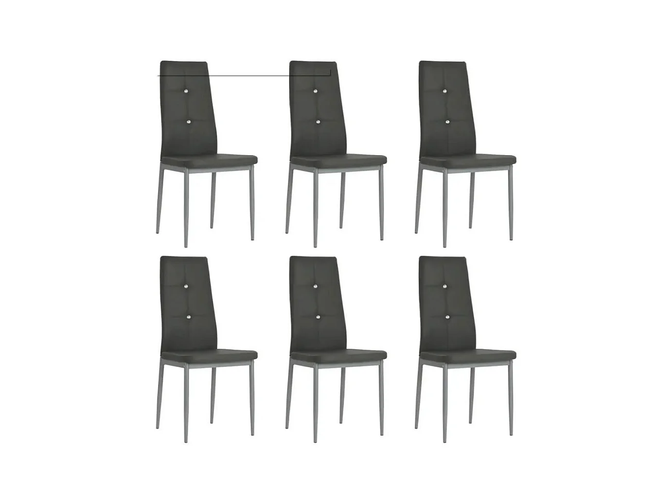 Chaise à manger similicuir gris et pieds métal noir Mikarel - Lot de 6