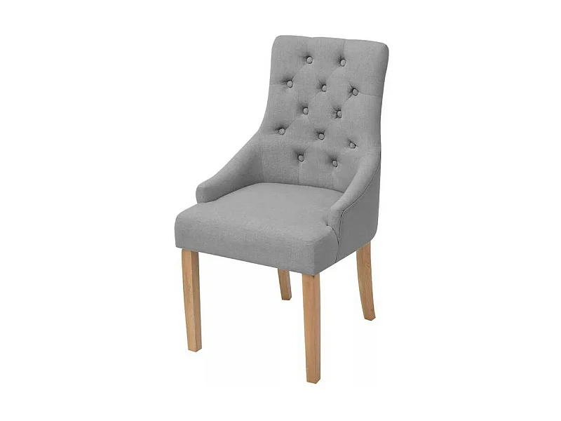 Chaise tissu gris clair et pieds chêne massif Natto - Lot de 2