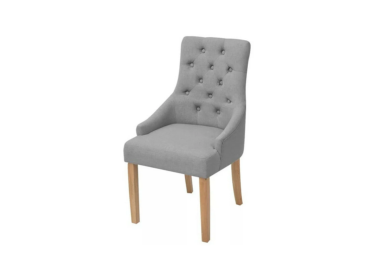 Chaise tissu gris clair et pieds chêne massif Natto - Lot de 2