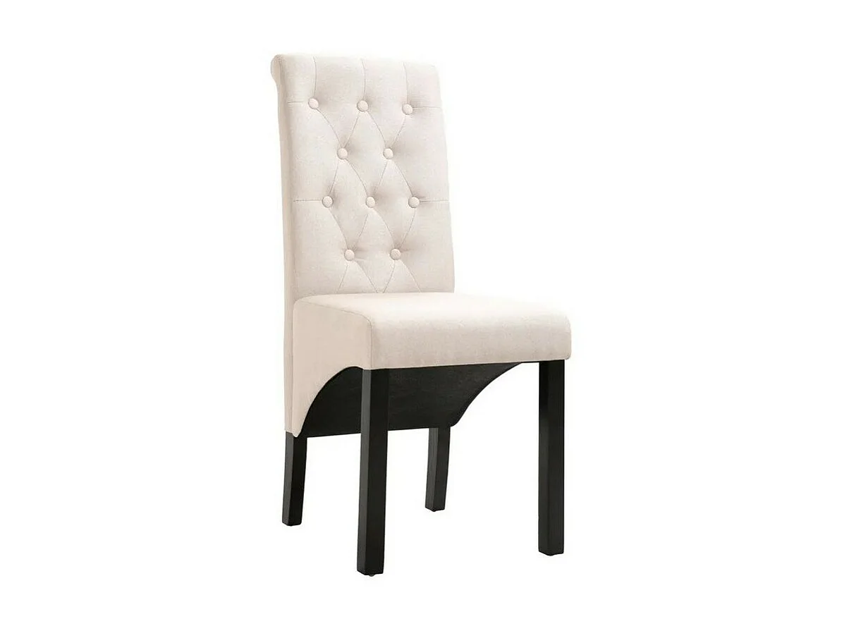 Chaise capitonnée tissu crème et bois noir Neta - Lot de 2