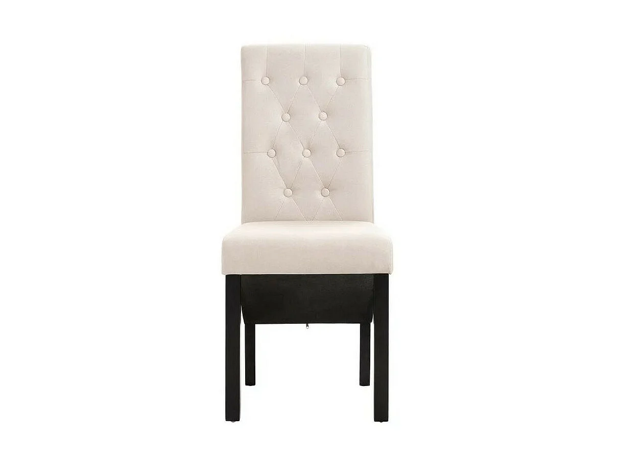 Chaise capitonnée tissu crème et bois noir Neta - Lot de 2