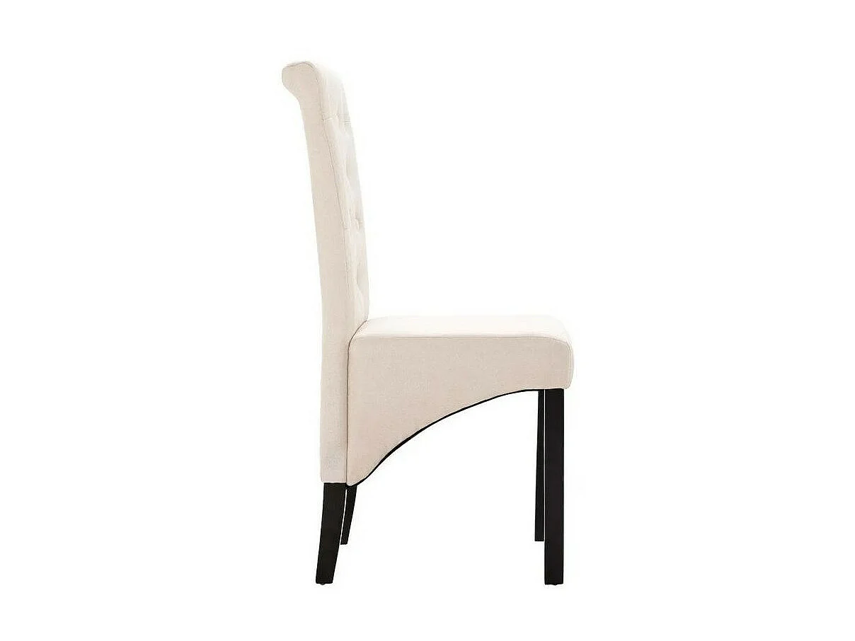 Chaise capitonnée tissu crème et bois noir Neta - Lot de 2