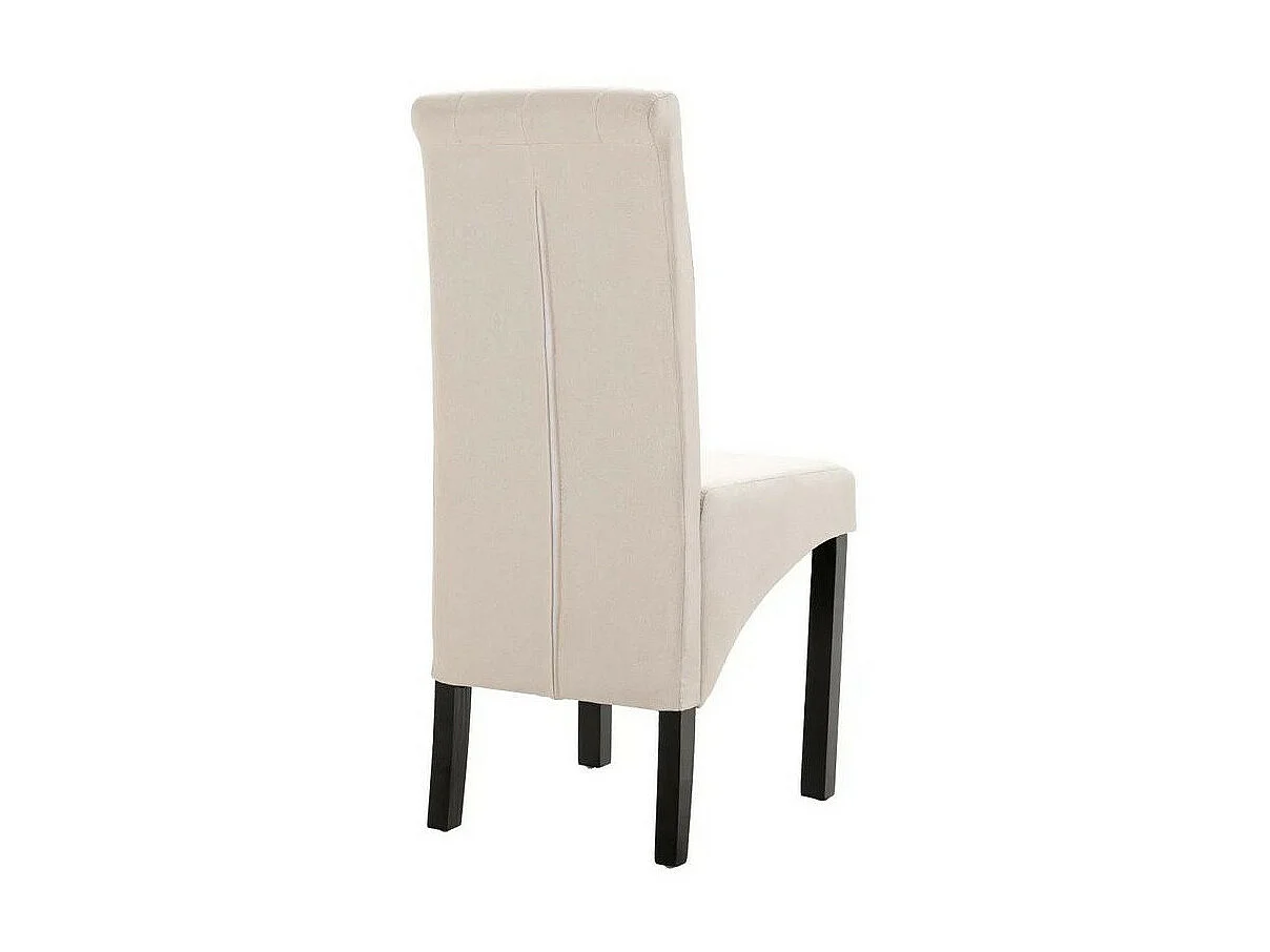 Chaise capitonnée tissu crème et bois noir Neta - Lot de 2