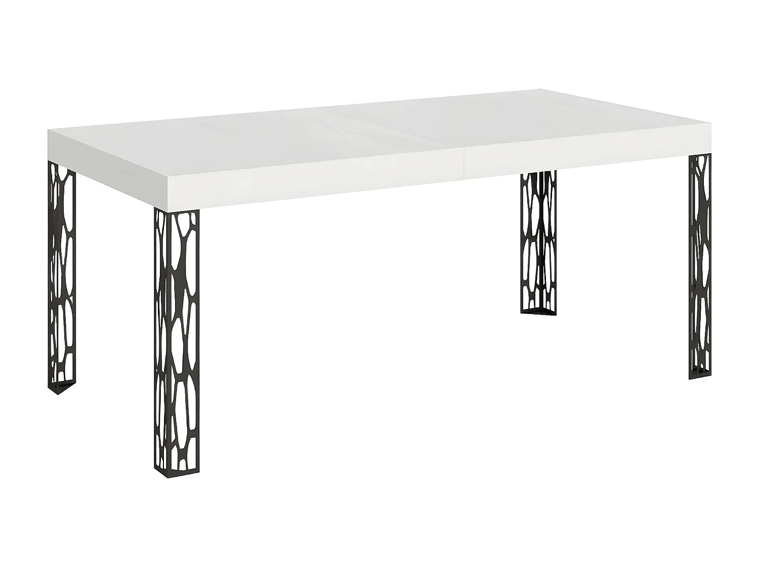 Mesa de comedor Gisa 180 cm rectangular de fresno blanco con patas de metal gris oscuro