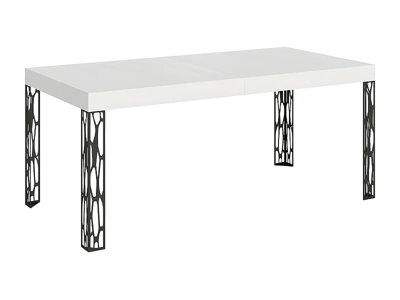 Table à manger rectangulaire 180cm blanc et pieds métal gris foncé Gisa