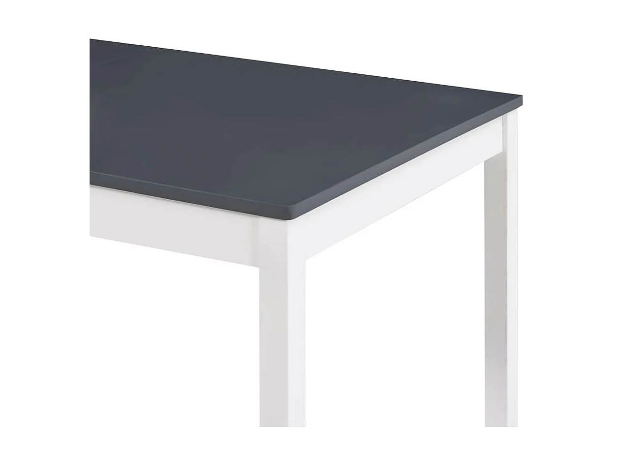 Table à manger rectangulaire pin massif blanc et gris Sadou 180cm
