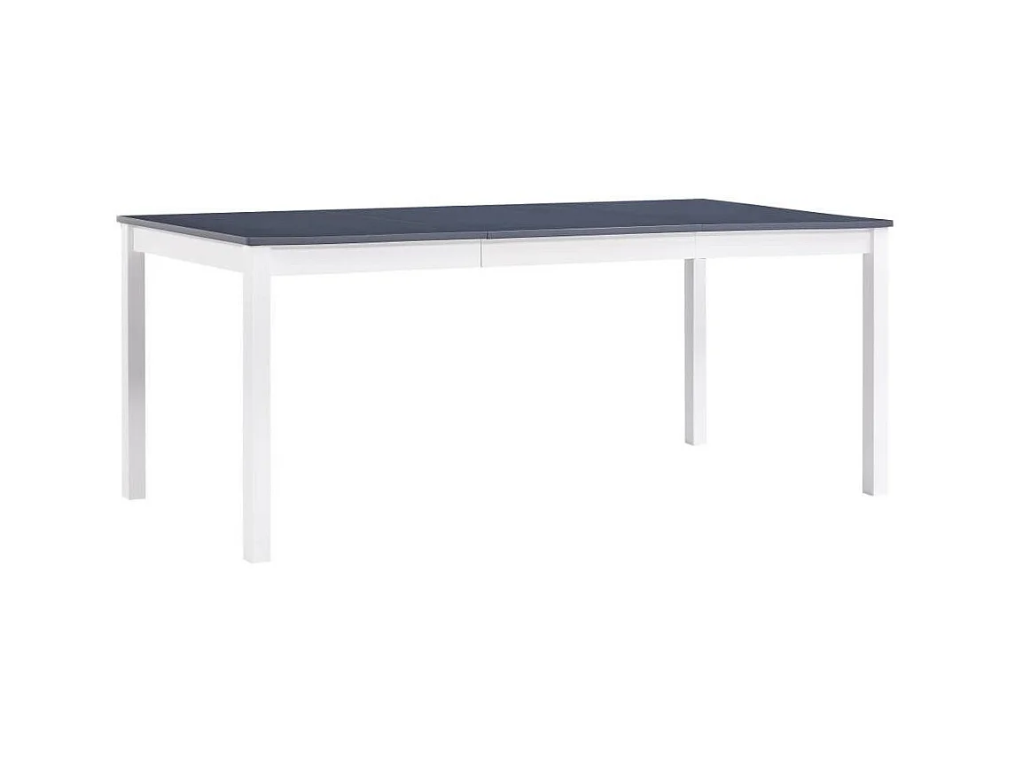 Table à manger rectangulaire pin massif blanc et gris Sadou 180cm