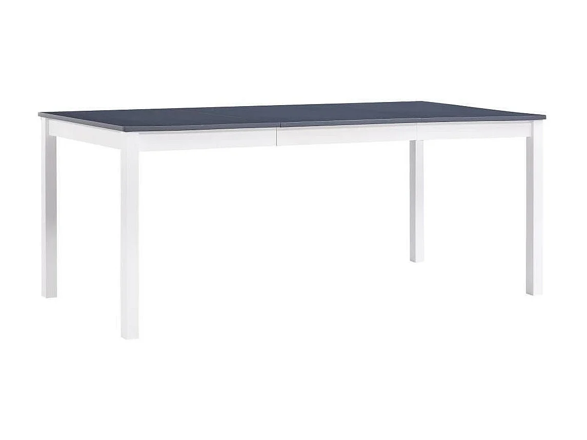 Table à manger rectangulaire pin massif blanc et gris Sadou 180cm