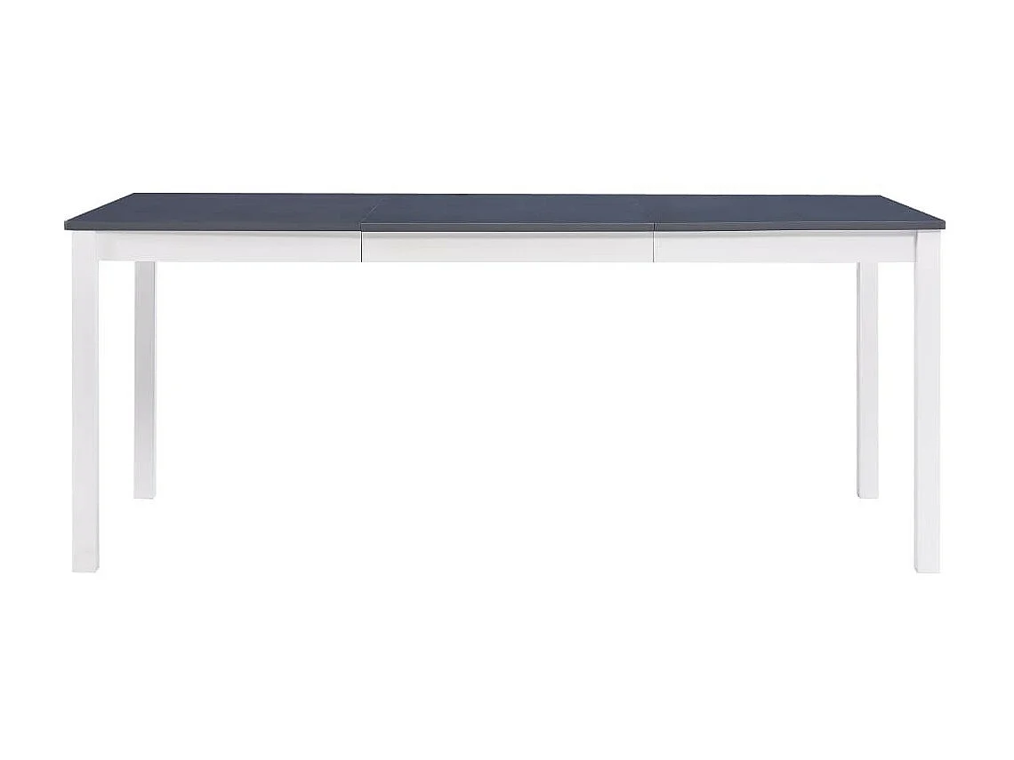 Table à manger rectangulaire pin massif blanc et gris Sadou 180cm