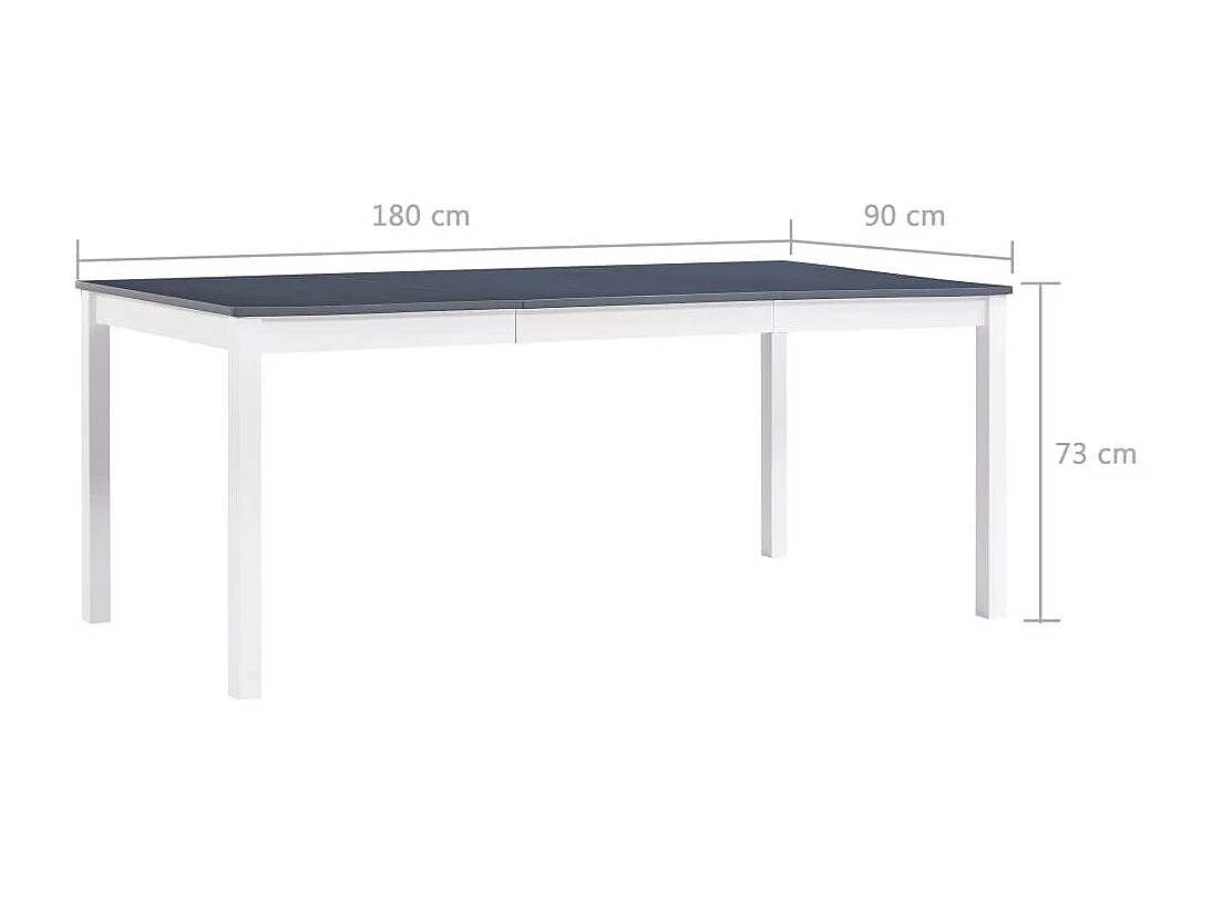Table à manger rectangulaire pin massif blanc et gris Sadou 180cm