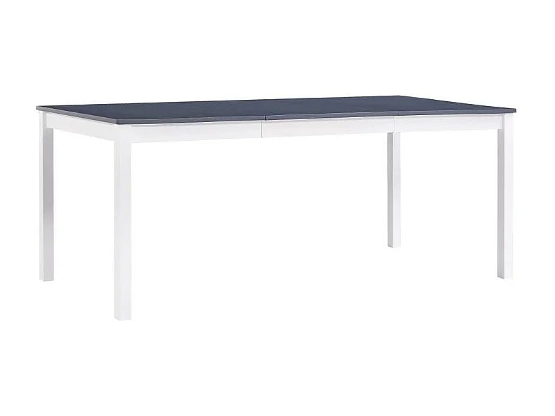 Table à manger rectangulaire pin massif blanc et gris Sadou 180cm