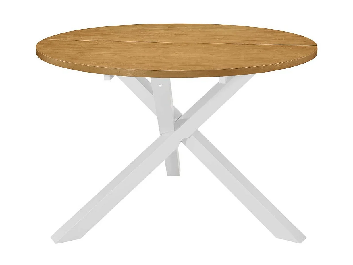 Table à manger ronde bois blanc et naturel Chika 120