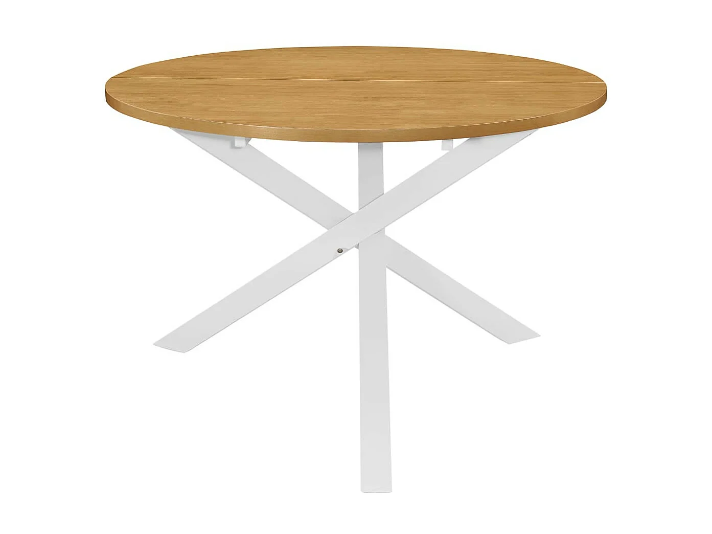 Table à manger ronde bois blanc et naturel Chika 120