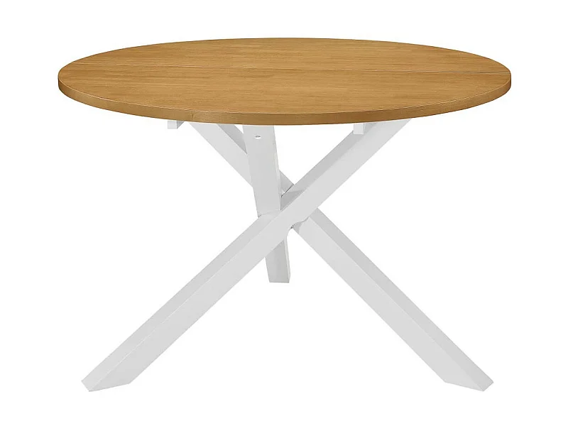 Table à manger ronde bois blanc et naturel Chika 120