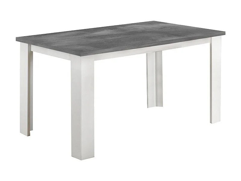 Table à manger rectangulaire gris béton et blanc brillant Sting 160cm