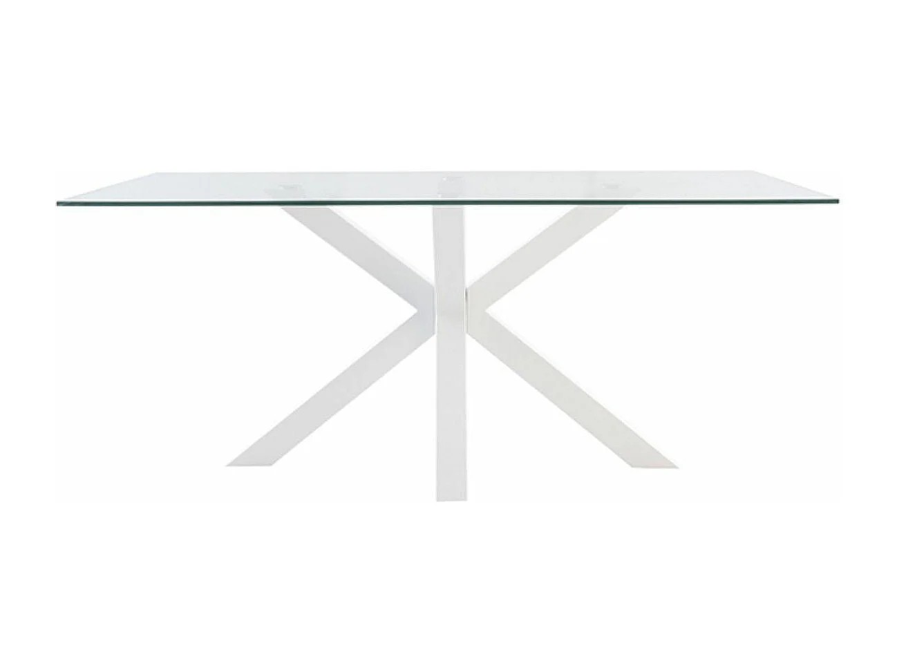 Table à manger moderne Trikano – Verre trempé et pieds métalliques-Couleur Blanc-Largeur 200 cm