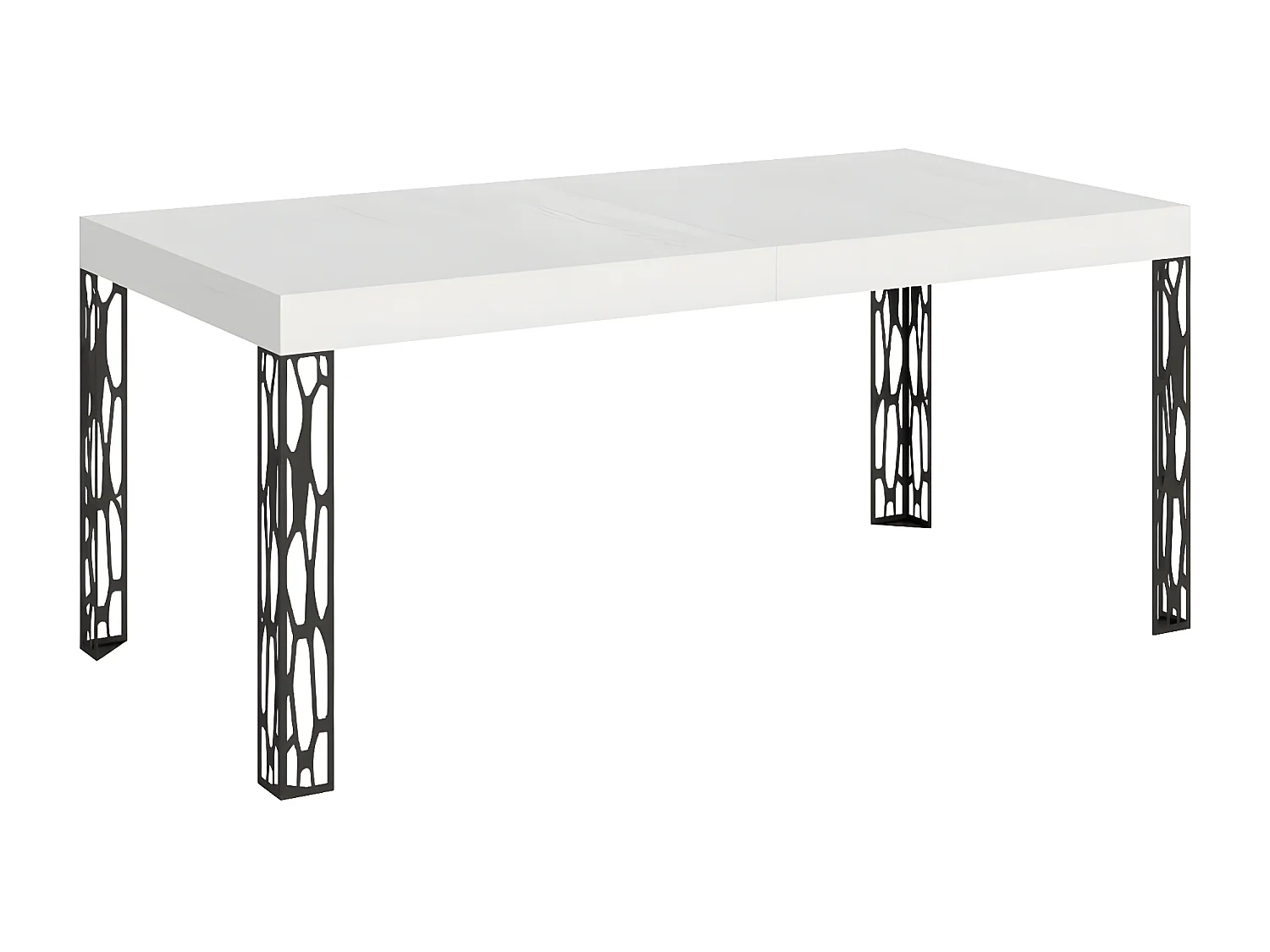 Table à manger rectangulaire 160cm blanc et pieds métal gris foncé Gisa