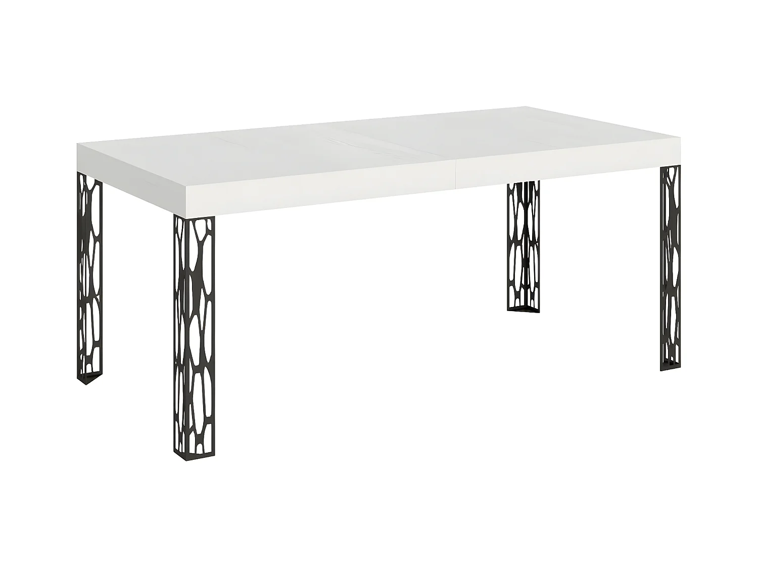 Table à manger rectangulaire 160cm blanc et pieds métal gris foncé Gisa