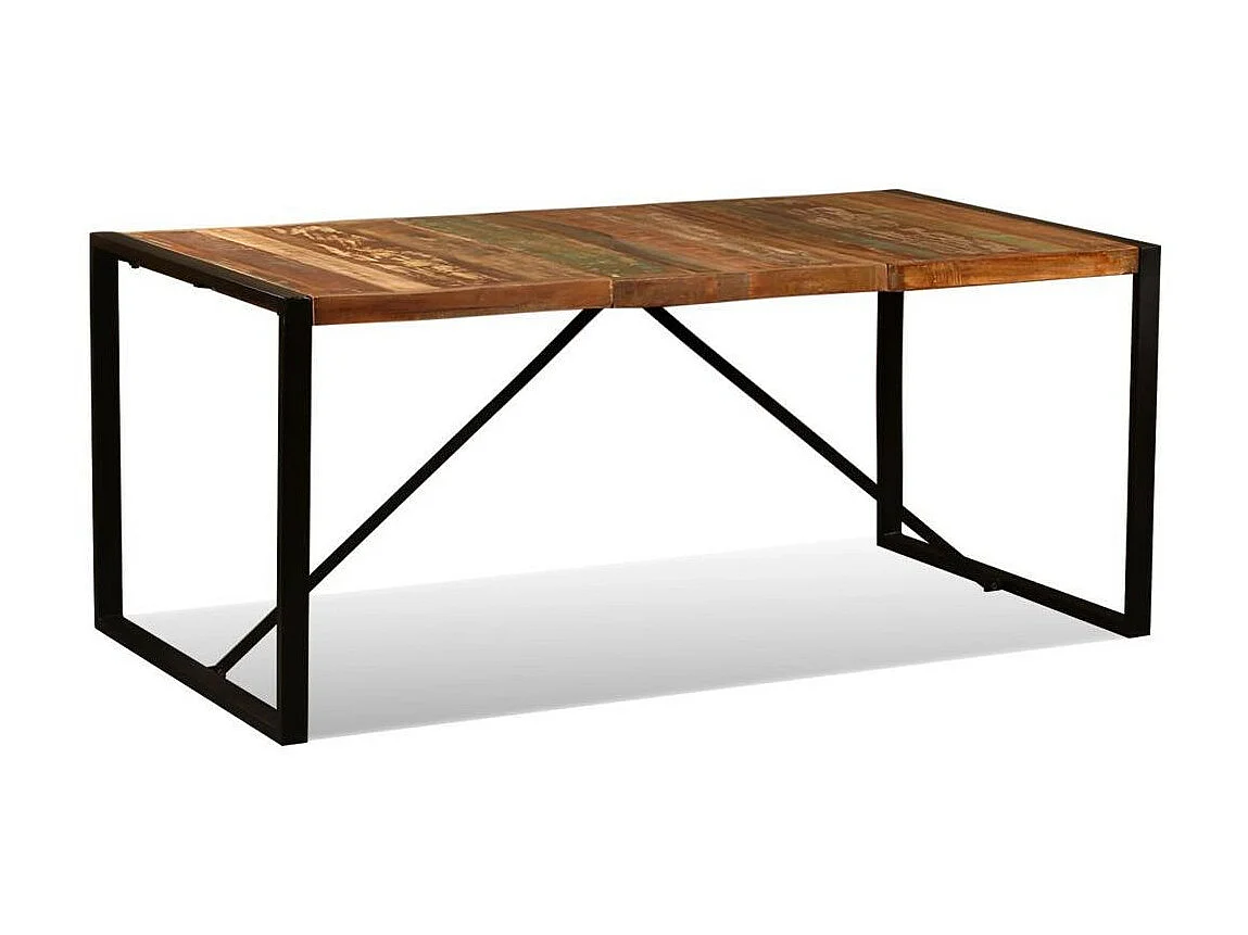 Table à manger bois reconditionné et pieds acier noir Unik 180cm