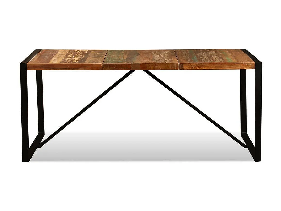 Table à manger bois reconditionné et pieds acier noir Unik 180cm