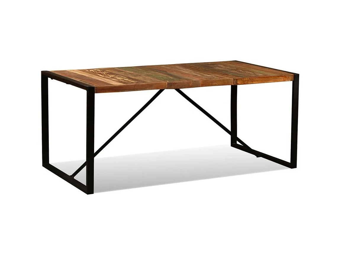 Table à manger bois reconditionné et pieds acier noir Unik 180cm