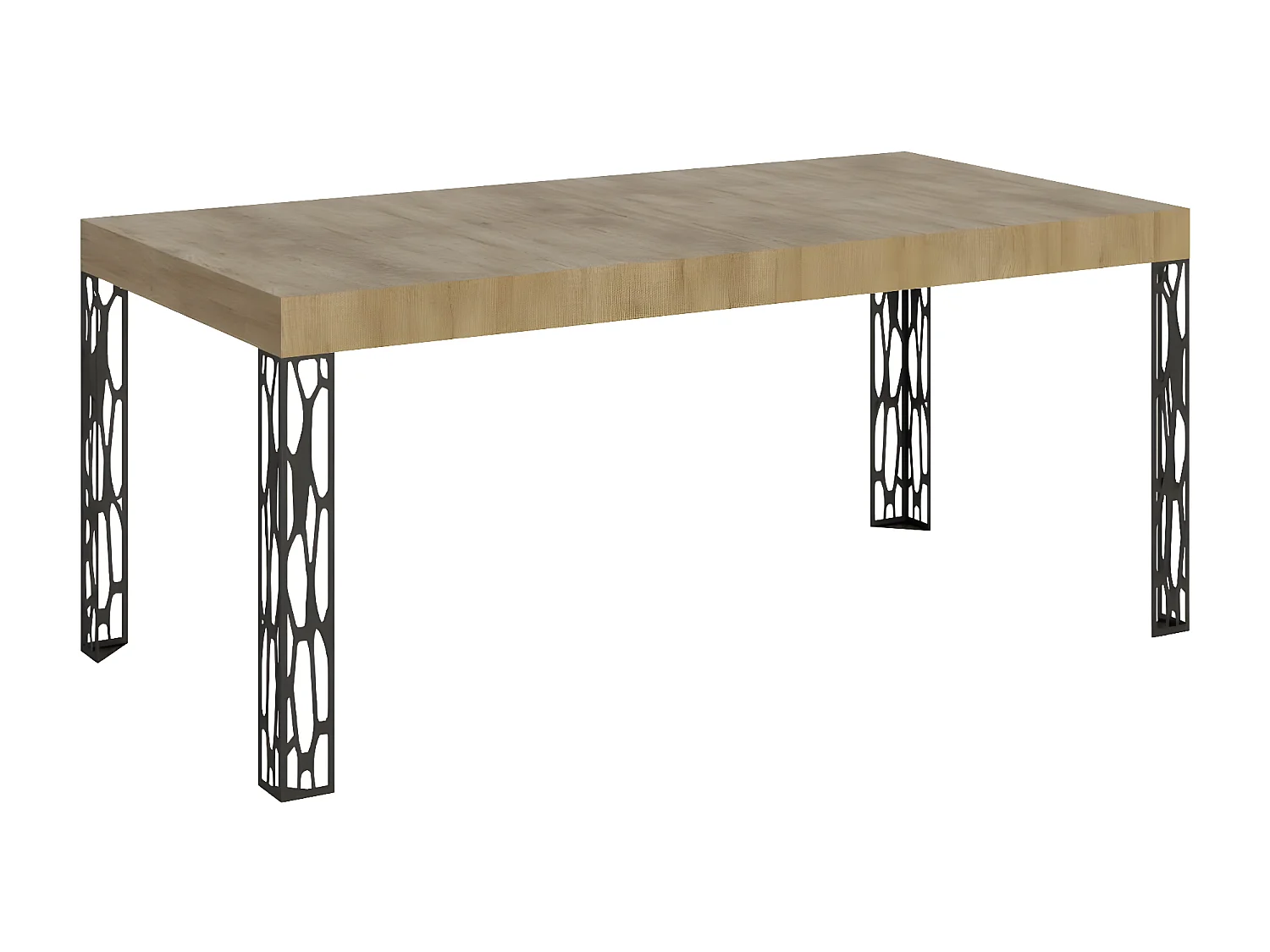 Mesa de comedor rectangular Gisa 180 cm de madera clara con patas de metal gris oscuro