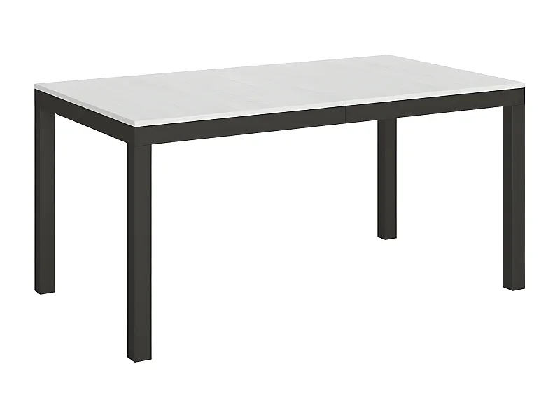 Mesa de comedor rectangular Evy de fresno blanco y metal antracita 160 cm