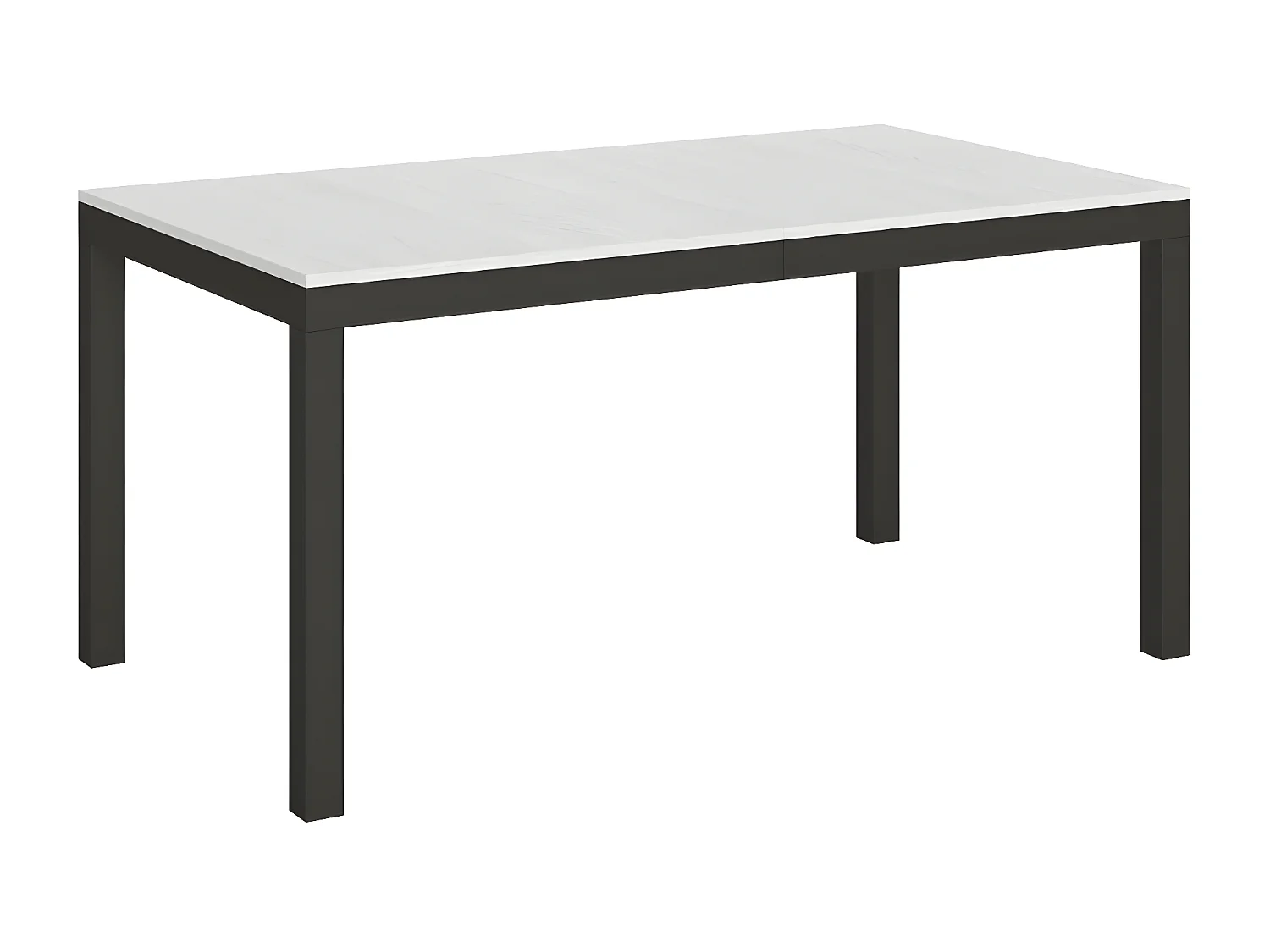 Mesa de comedor rectangular Evy de fresno blanco y metal antracita 160 cm